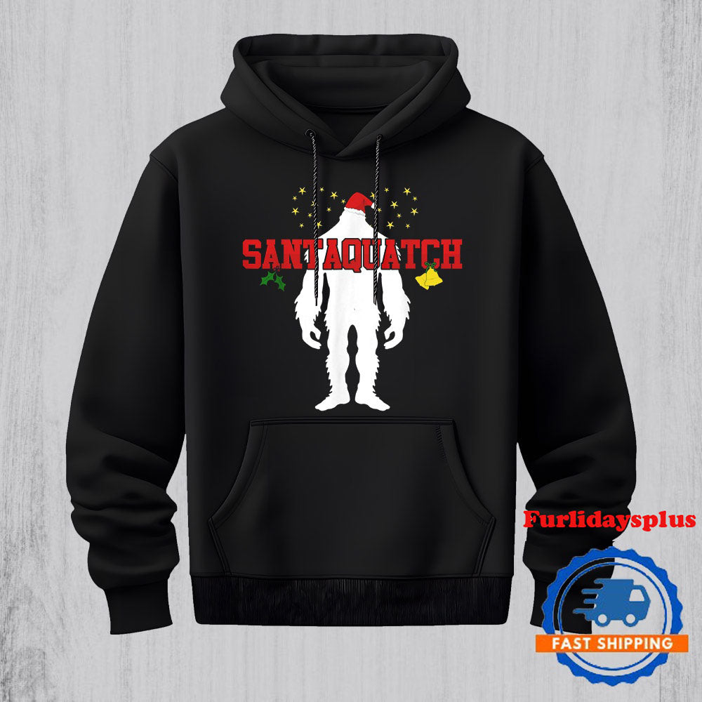 Santaquatch Bigfoot Silhouette Christmas Holiday Hoodie, Christmas T Shirt, Christmas Sweatshirt