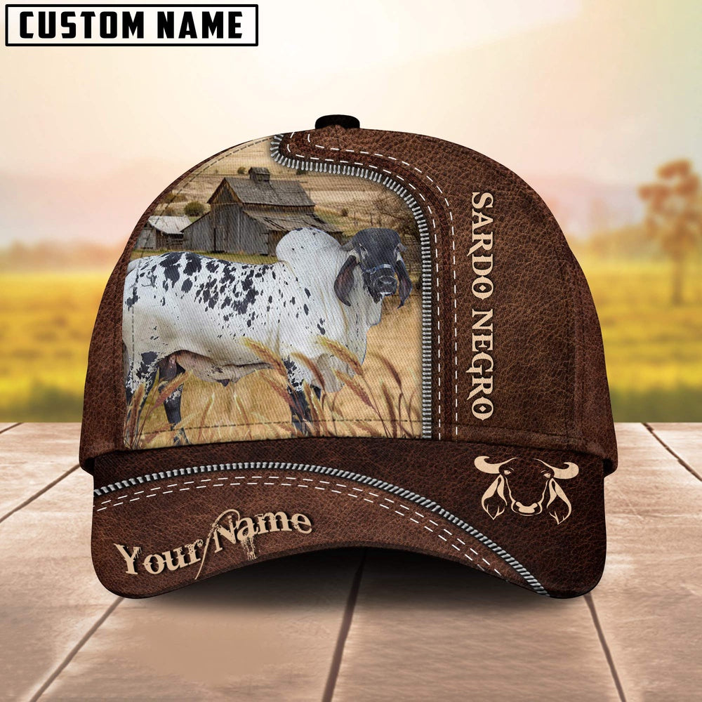 Sardo Negro Customized Name Leather Pattern Cap, Farmer Cap, Cap For Farmers, Best Farm Hat, Farm Use Hat