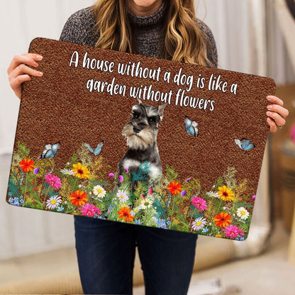Schnauzer Welcome Doormat, Schnauzer a house without a dog is like a garden without flowers Welcome Doormat, Pets Home Decor Door Mat
