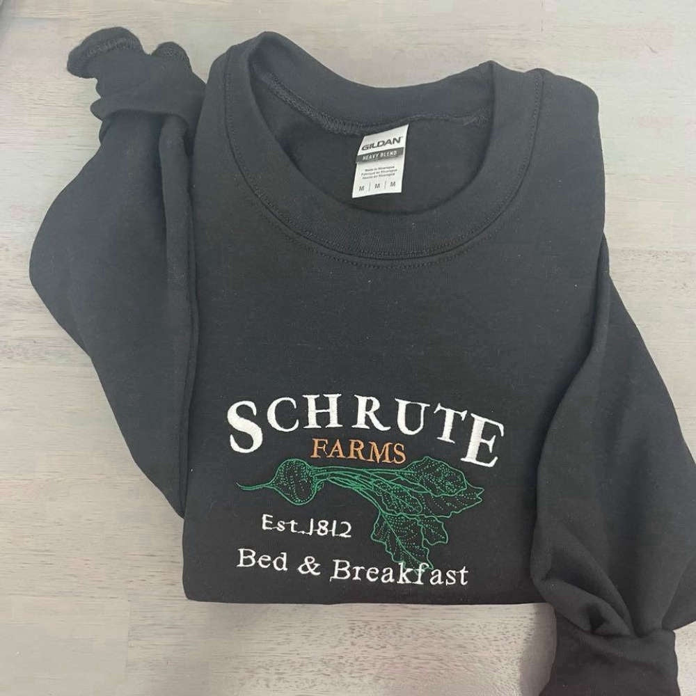Schrute Embroidered Sweatshirt Vintage Schrute Embroidered Crewneck For Men Women, Christmas Embroidered, Christmas Gifts