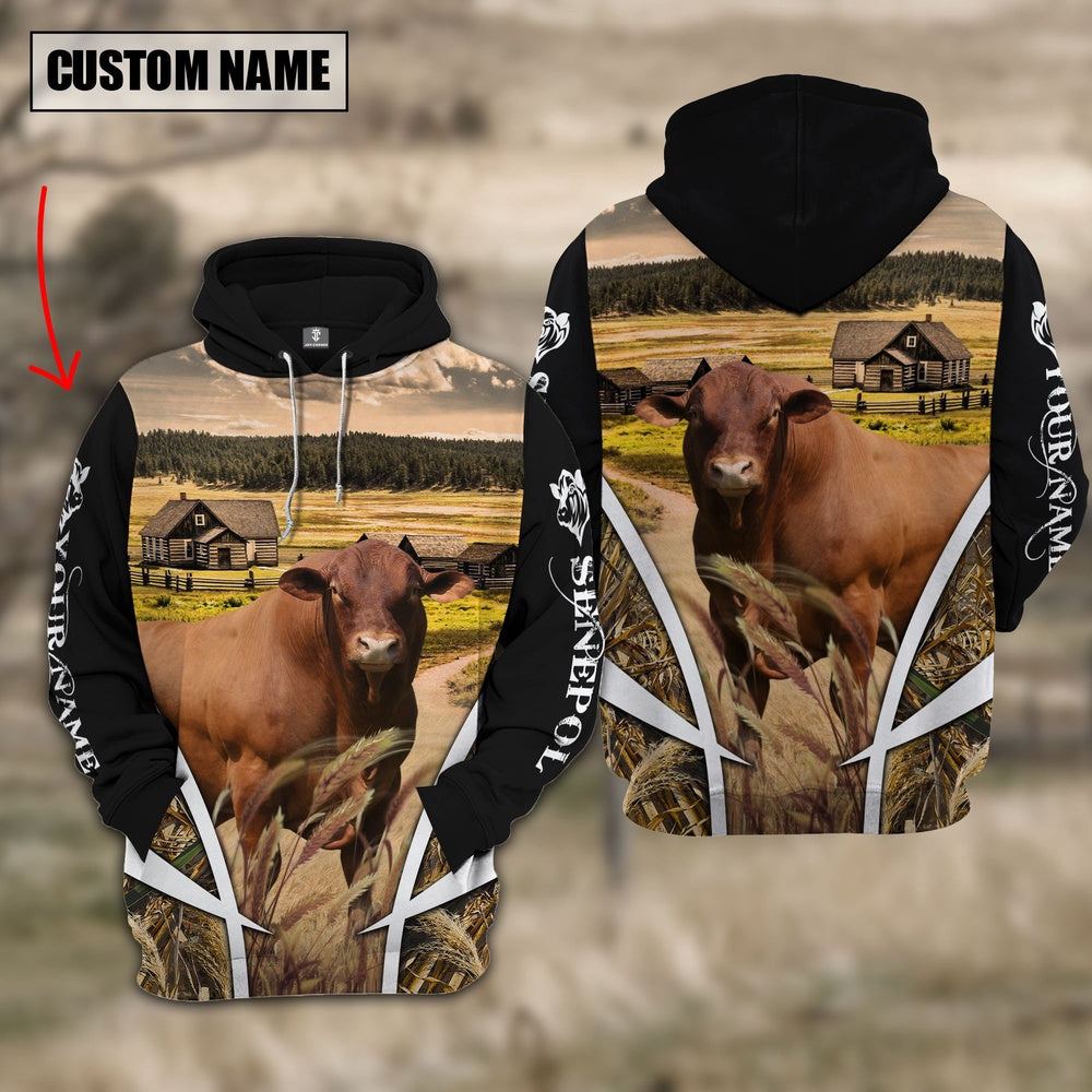 Senepol Custom Name Meadow Pattern Black Hoodie, Farmer Hoodie, Custom Farm Shirts, Farmer T Shirt