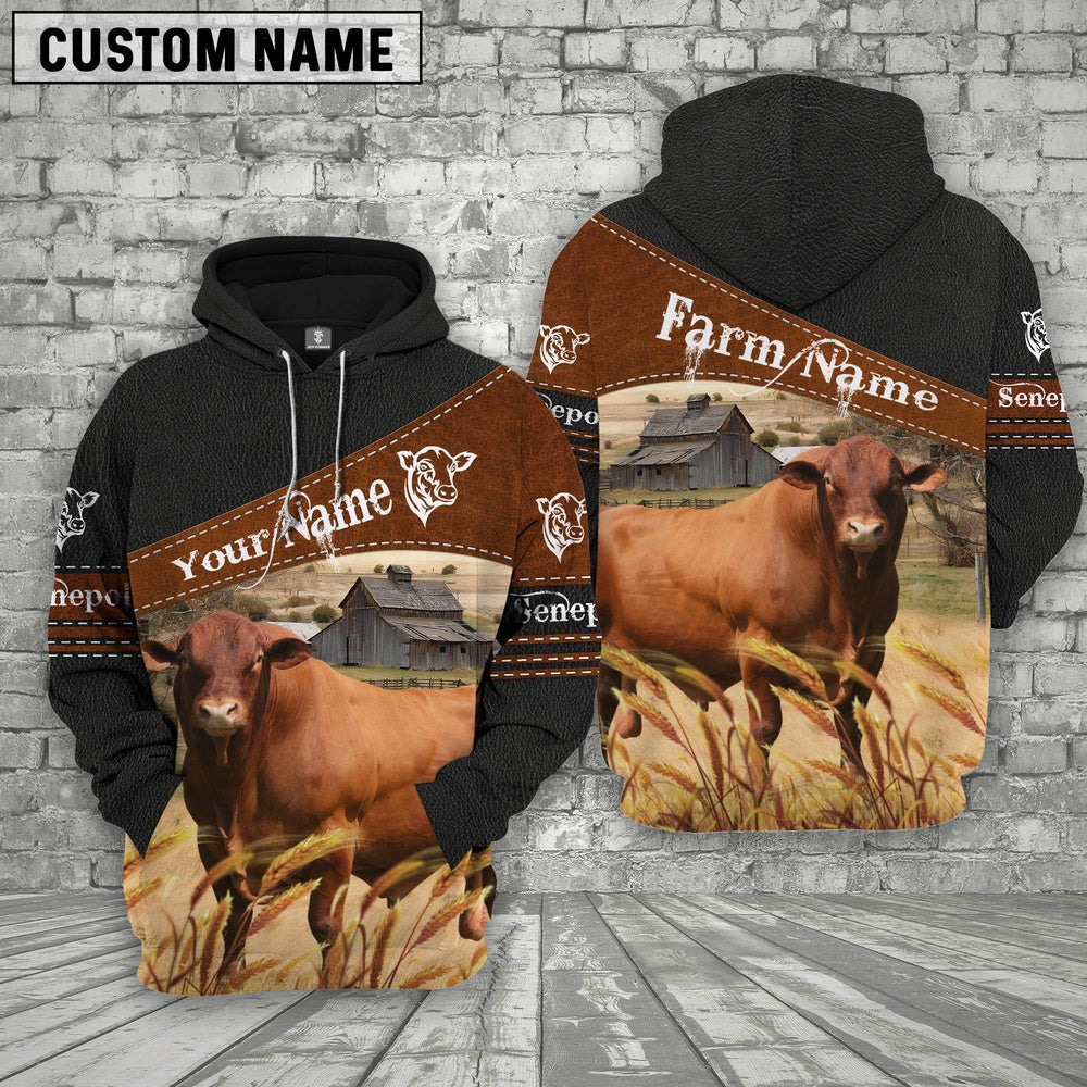 Senepol On Farm Custom Name Printed 3D Black Hoodie, Farmer Hoodie, Custom Farm Shirts, Farmer T Shirt