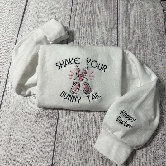 Shake Your Bunny Tail Embroidered 2D Crewneck Sweatshirt For Men Women, Christmas Embroidered, Christmas Gifts
