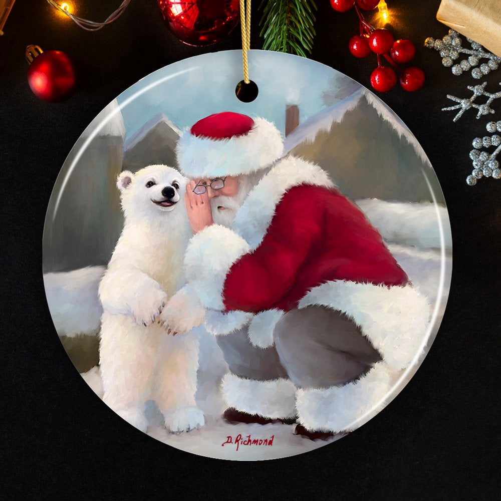 Sharing Secrets Santa and Polar Bear Winter Dream Christmas Ornament, Christmas Ornament