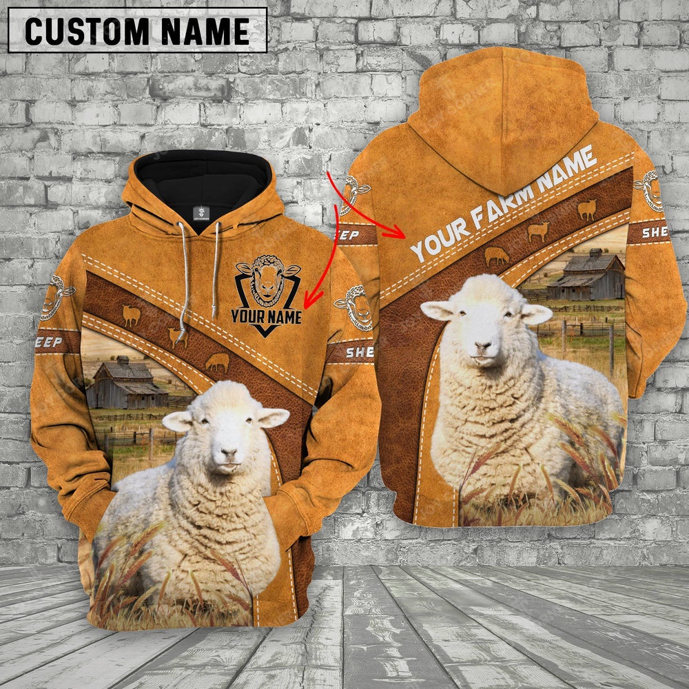 Sheep 3D Customized Name Farm Name Hoodie, Farmer Hoodie, Custom Farm Shirts, Farmer T Shirt
