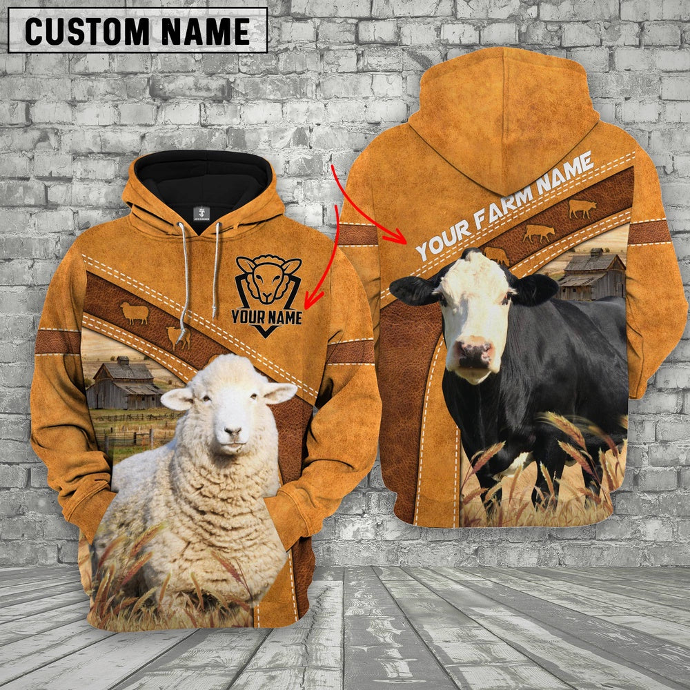 Sheep & Black Baldy Custom Name Printed Cattle 3D Hoodie, Farmer Hoodie, Custom Farm Shirts, Farmer T Shirt