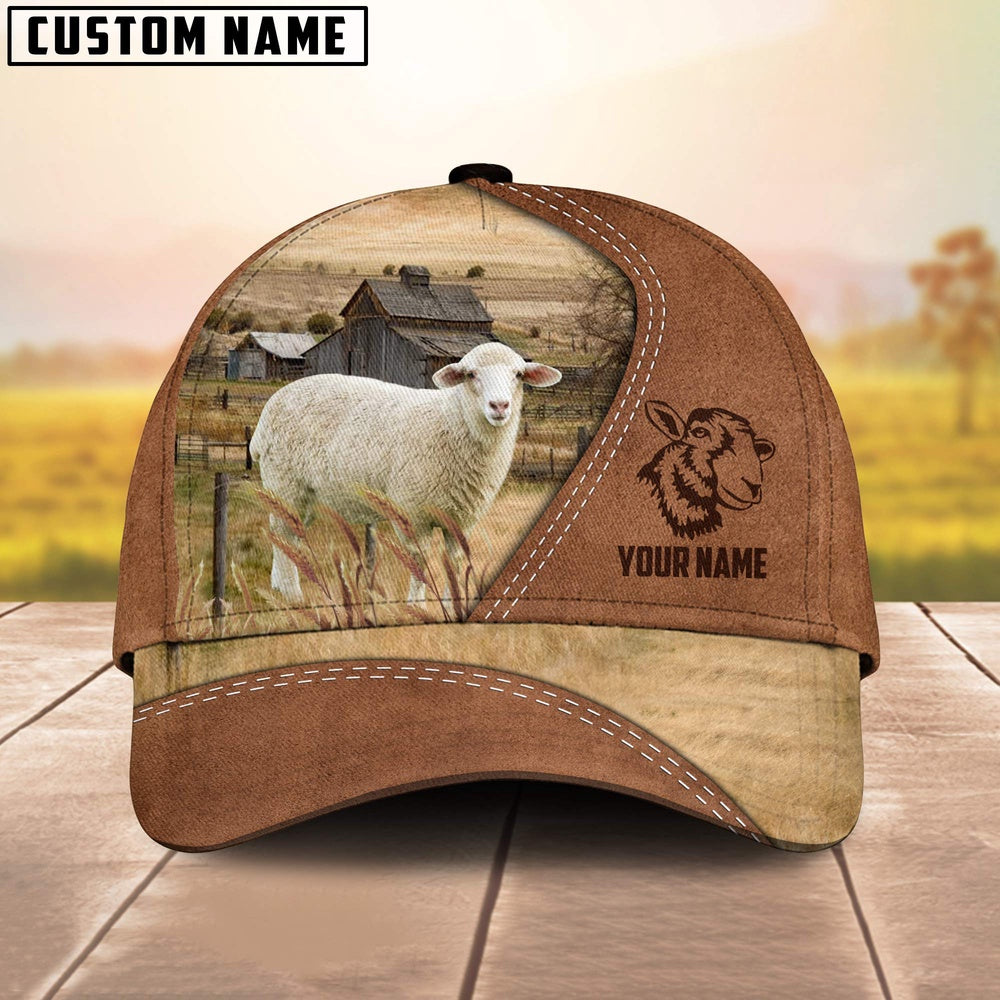 Sheep Customized Name Brown Cap, Farmer Cap, Cap For Farmers, Best Farm Hat, Farm Use Hat