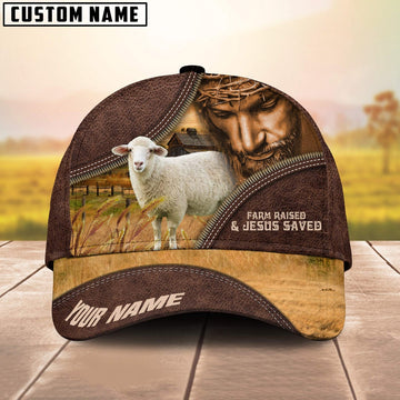 Sheep Farm & Jesus Customized Name Cap, Farmer Cap, Cap For Farmers, Best Farm Hat, Farm Use Hat