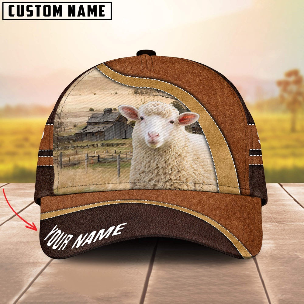 Sheep Happy Face Customized Name Cap, Farmer Cap, Cap For Farmers, Best Farm Hat, Farm Use Hat