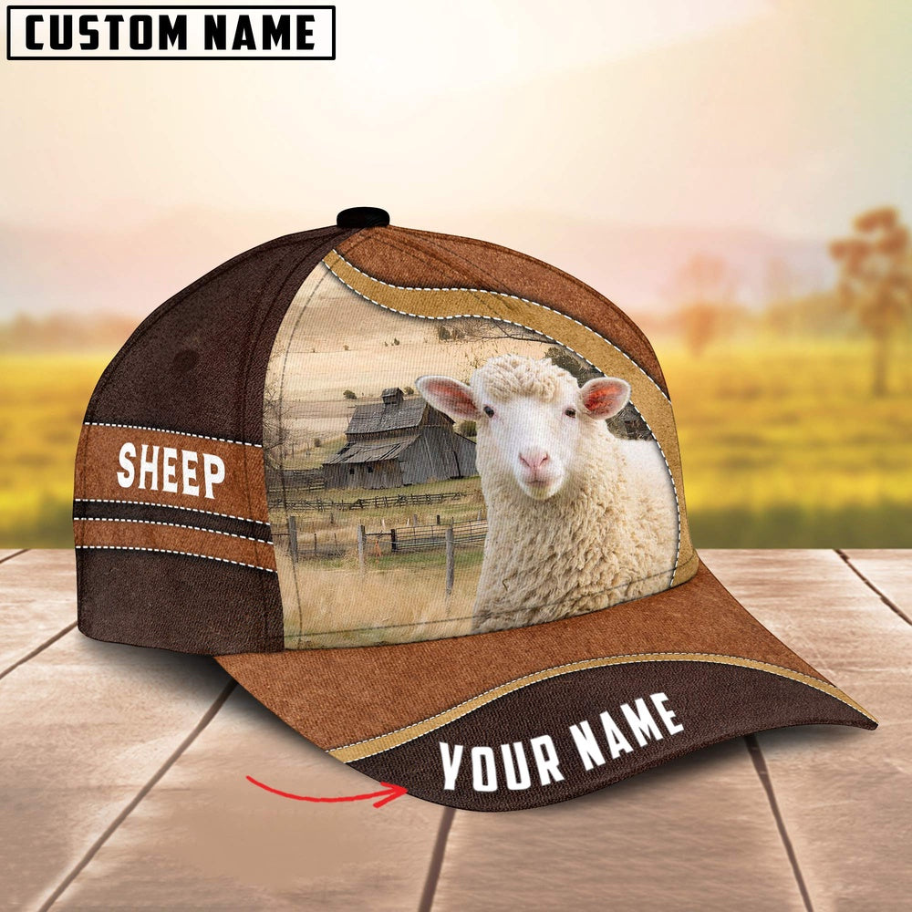 Sheep Happy Face Customized Name Cap, Farmer Cap, Cap For Farmers, Best Farm Hat, Farm Use Hat