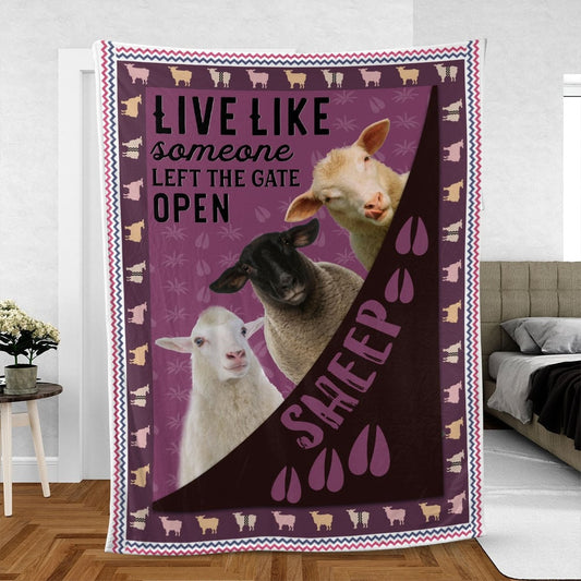 Sheep Hoof Pattern Purple Background Blanket, Farm Blanket, Farm Animal Blanket