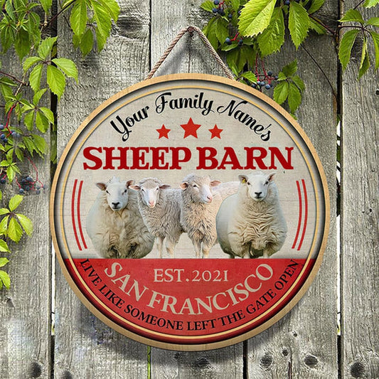 Sheep Live Like Someone Left The Gate Open Custom Happy Halloween Wooden Sign, Farm Wood Sign, Farm House Wood Signs