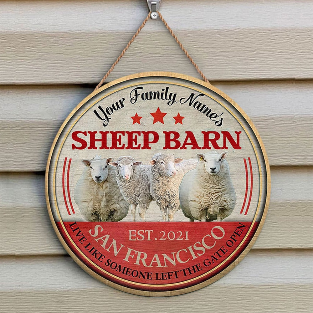 Sheep Live Like Someone Left The Gate Open Custom Happy Halloween Wooden Sign, Farm Wood Sign, Farm House Wood Signs