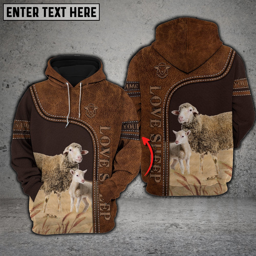 Sheep Love Baby Cattle Personalized All Over Printed Hoodie, Farmer Hoodie, Custom Farm Shirts, Farmer T Shirt