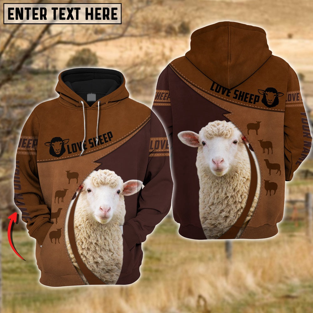 Sheep Love Cattle Leather Pattern Personalized All Over Printed Hoodie, Farmer Hoodie, Custom Farm Shirts, Farmer T Shirt