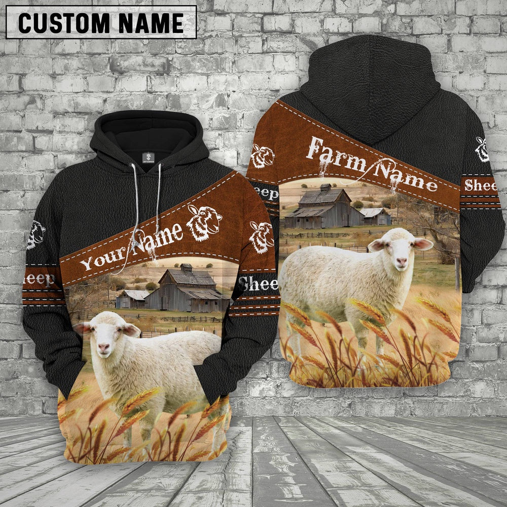 Sheep On Farm Custom Name Printed 3D Black Hoodie, Farmer Hoodie, Custom Farm Shirts, Farmer T Shirt