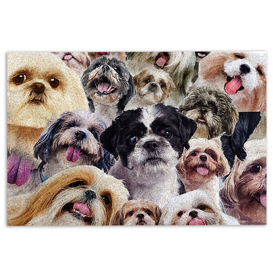 Shih Tzu Welcome Doormat, Funny Shih Tzu Shitzu Dogs Faces Hope You Like Dog Hair Welcome Doormat, Pets Home Decor Door Mat