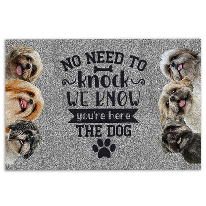 Shih Tzu Welcome Doormat, Shih Tzu Shitzu Dog No need to knock we know you're here Welcome Doormat, Pets Home Decor Door Mat