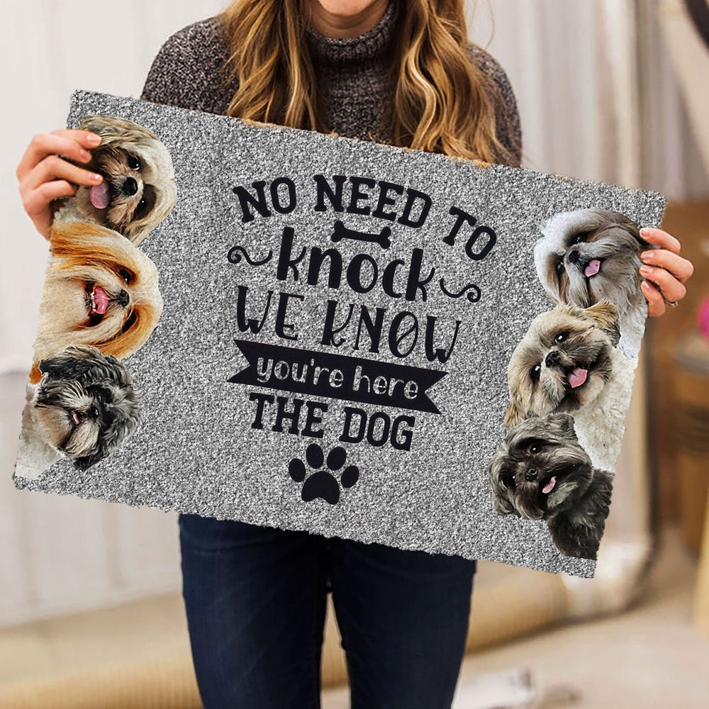 Shih Tzu Welcome Doormat, Shih Tzu Shitzu Dog No need to knock we know you're here Welcome Doormat, Pets Home Decor Door Mat