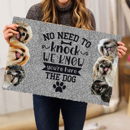 Shih Tzu Welcome Doormat, Shih Tzu Shitzu Dog No need to knock we know you're here Welcome Doormat, Pets Home Decor Door Mat