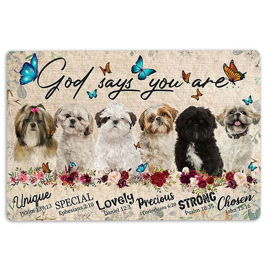 Shih Tzu Welcome Doormat, Shih Tzus Dog God Says You Are Unique Gifts For Dog Lover Welcome Doormat, Pets Home Decor Door Mat