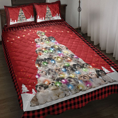 Shih Tzumas Noel Xmas Tree Dog Bedding Set, Christmas Beddings, Xmas Bedding Sets