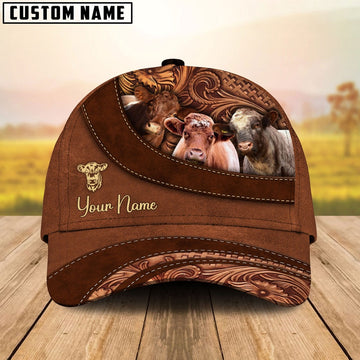 Short Horn Farm Life Beauty Leather Pattern Customized 3D Cap, Farmer Cap, Cap For Farmers, Best Farm Hat, Farm Use Hat