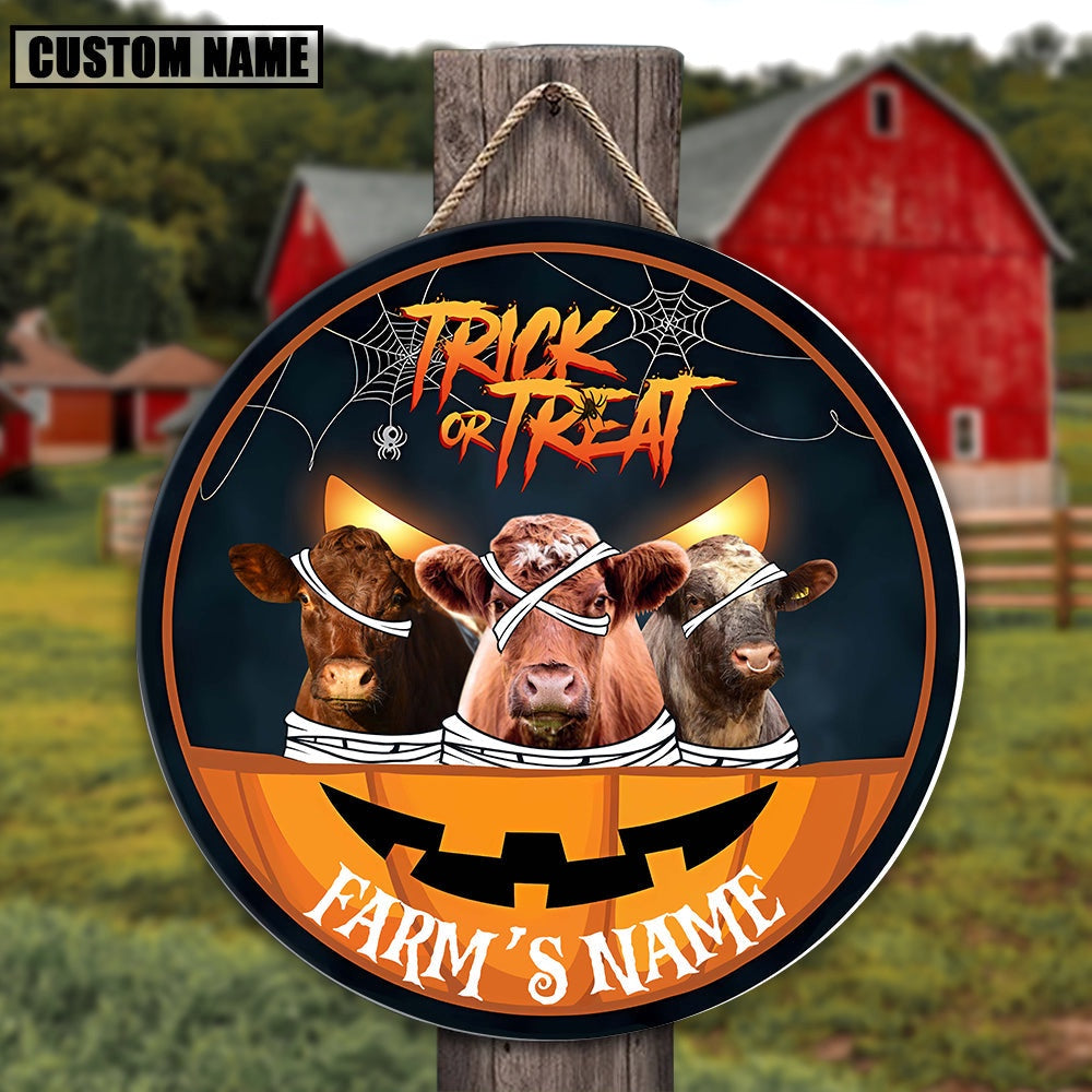Short Horn Halloween Happiness Pattern Happy Halloween Wooden Sign, Farm Wood Sign, Farm House Wood Signs