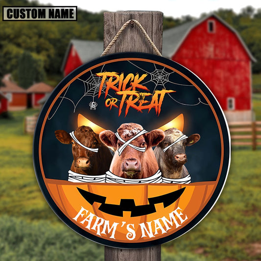 Short Horn Halloween Happiness Pattern Happy Halloween Wooden Sign, Farm Wood Sign, Farm House Wood Signs