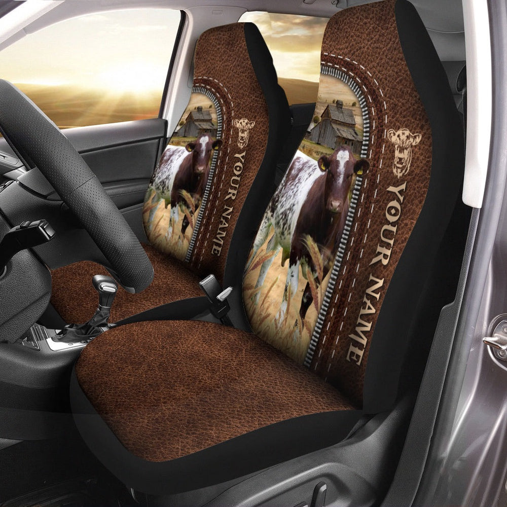 Short Horn Personalized Name Leather Pattern Car Seat Cover, Car Seat Cover, Farm Car Seat Cover, Pet Seat Covers
