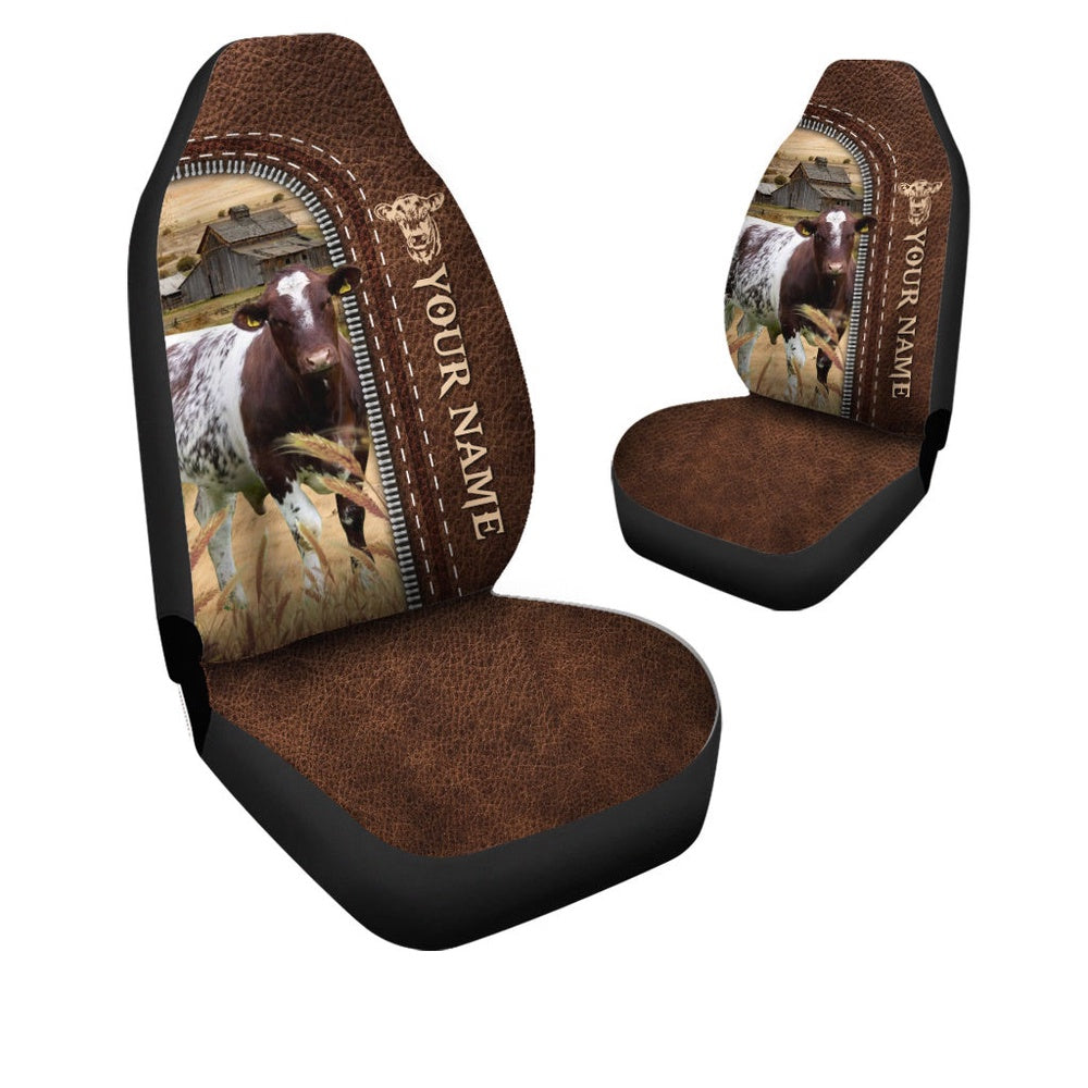 Short Horn Personalized Name Leather Pattern Car Seat Cover, Car Seat Cover, Farm Car Seat Cover, Pet Seat Covers