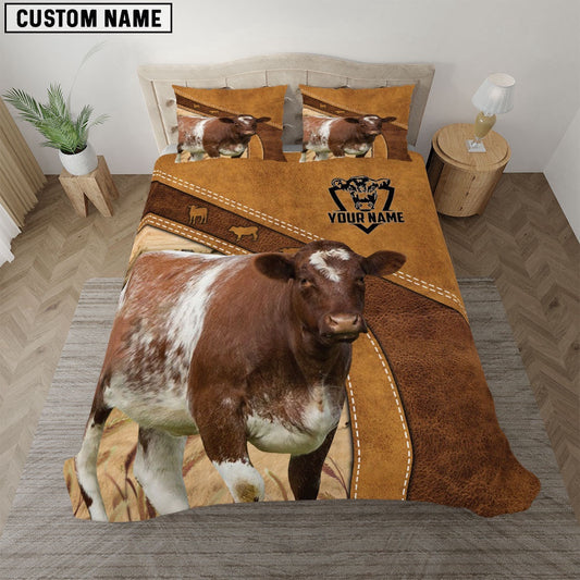 Shorthorn Cattle Customized Bedding Set, Farm Bedding Set, Farmhouse Bedding Set