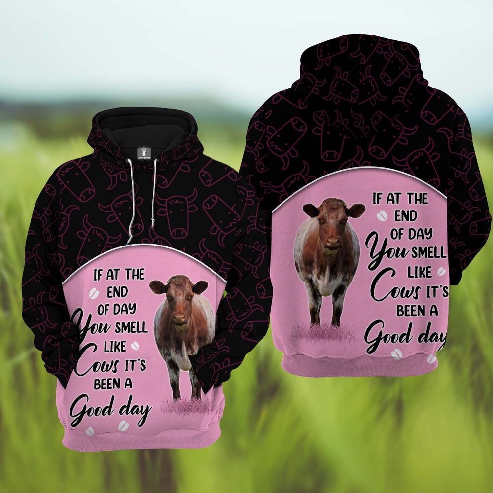 Shorthorn Cattle It's Been A Good Day 3D Hoodie, Farmer Hoodie, Farm Themed Shirts, Farm Tee Shirts