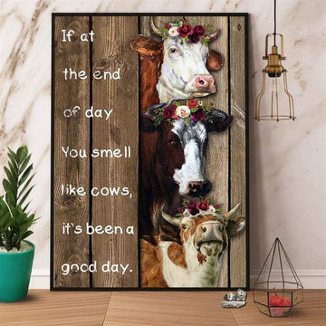 Shorthorn Cow Farm You Smell Like Cows It'S Been A Good Day Flowers Wreath Canvas, Farm Canvas, Farm Art Decor