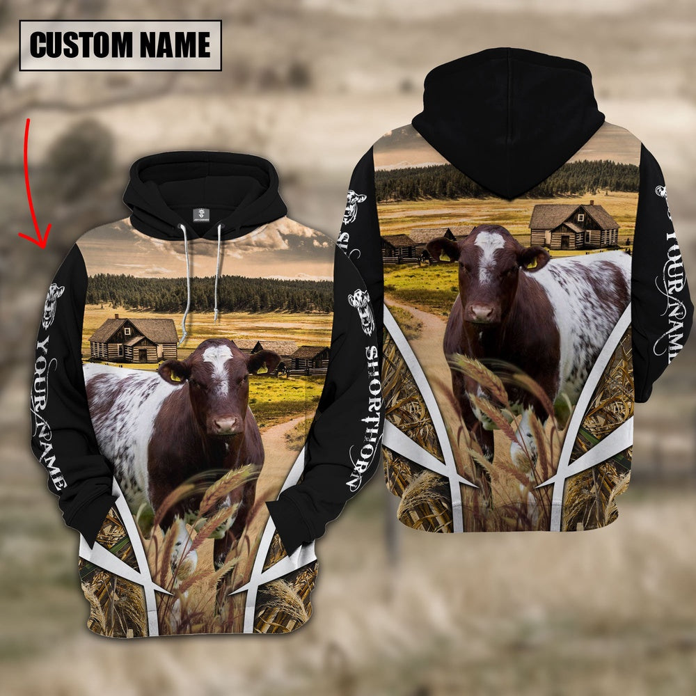 Shorthorn Custom Name Wheat Farm Hoodie, Farmer Hoodie, Custom Farm Shirts, Farmer T Shirt