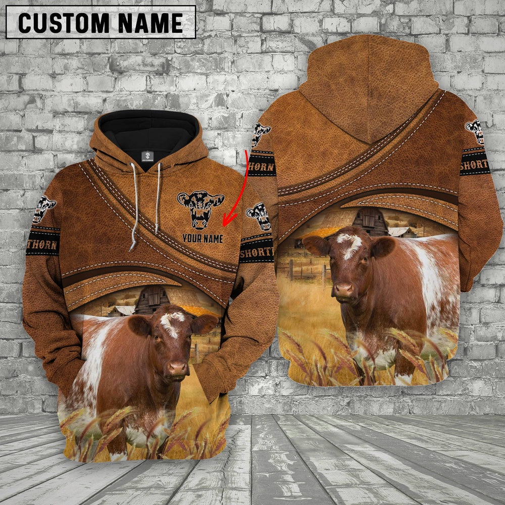 Shorthorn Customized Name Brown Race Hoodie, Farmer Hoodie, Custom Farm Shirts, Farmer T Shirt