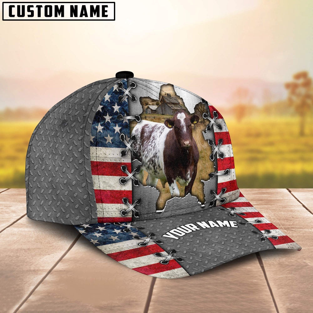 Shorthorn Customized Name US Flag Cap, Farmer Cap, Cap For Farmers, Best Farm Hat, Farm Use Hat