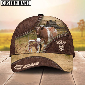 Shorthorn On The Farm Customized Name 3D Brown Cap, Farmer Cap, Cap For Farmers, Best Farm Hat, Farm Use Hat