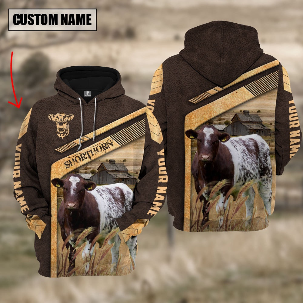 Shorthorn On The Meadow Custom Name Hoodie, Farmer Hoodie, Custom Farm Shirts, Farmer T Shirt