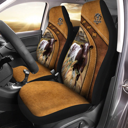 Shorthorn Pattern Customized Name 3D Car Seat Cover, Car Seat Cover, Farm Car Seat Cover, Pet Seat Covers