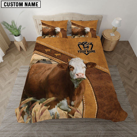 Simmental Cattle Customized Bedding Set, Farm Bedding Set, Farmhouse Bedding Set