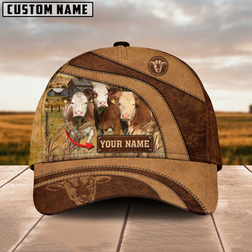 Simmental Cattle Customized Name Brown Cap, Farmer Cap, Cap For Farmers, Best Farm Hat, Farm Use Hat
