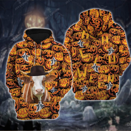 Simmental Cattle Halloween 3D Shirt, Farmer Hoodie, Farm Themed Shirts, Farm Tee Shirts