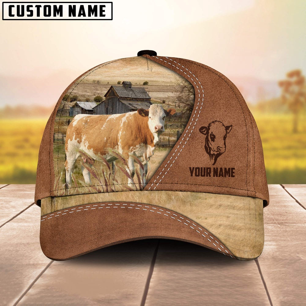 Simmental Customized Name Brown Cap, Farmer Cap, Cap For Farmers, Best Farm Hat, Farm Use Hat