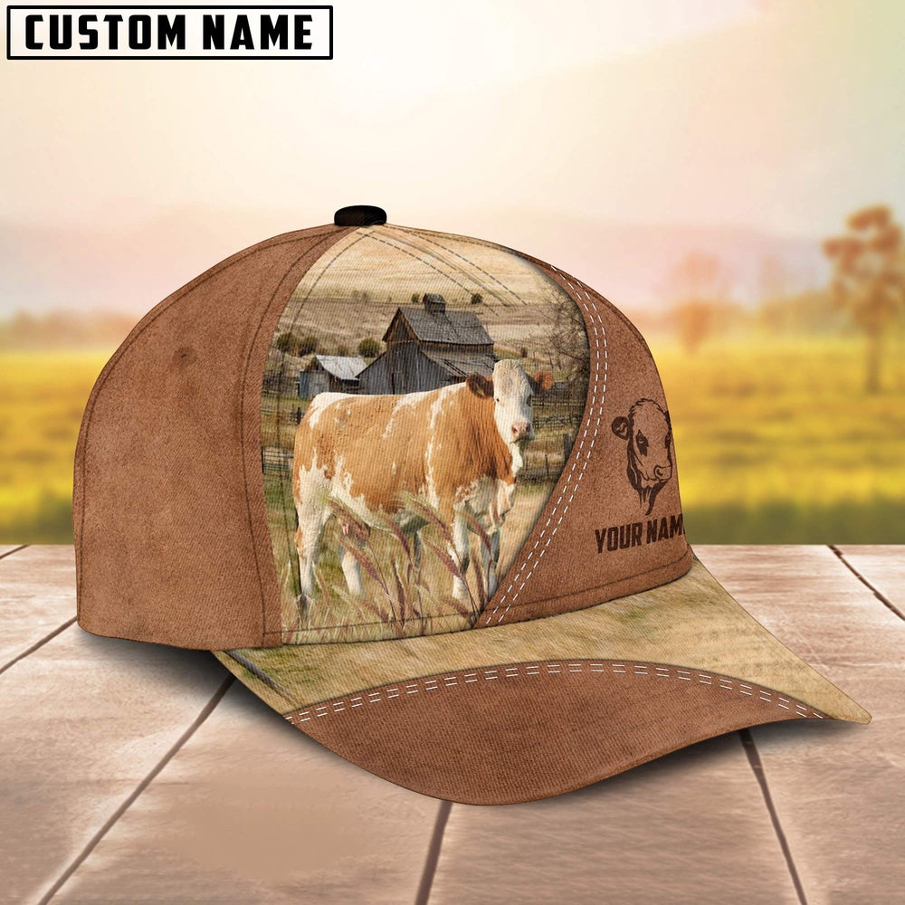Simmental Customized Name Brown Cap, Farmer Cap, Cap For Farmers, Best Farm Hat, Farm Use Hat