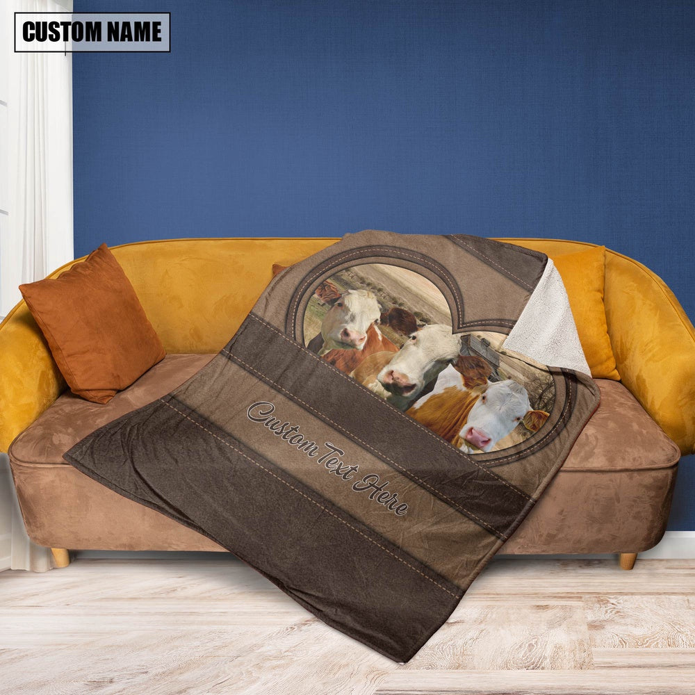 Simmental In Heart Personalized Name Blanket, Farm Blanket, Farm Animal Blanket