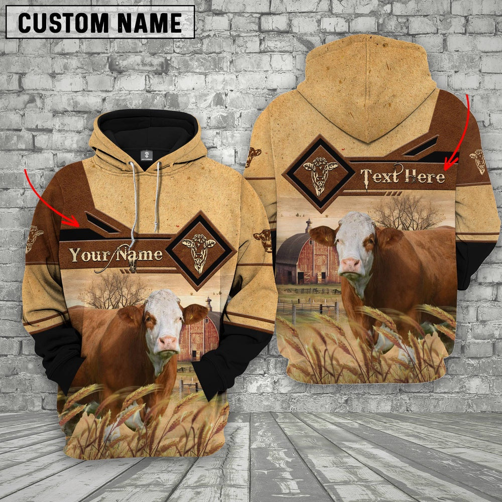 Simmental On Farms Custom Name Printed 3D Hoodie, Farmer Hoodie, Custom Farm Shirts, Farmer T Shirt