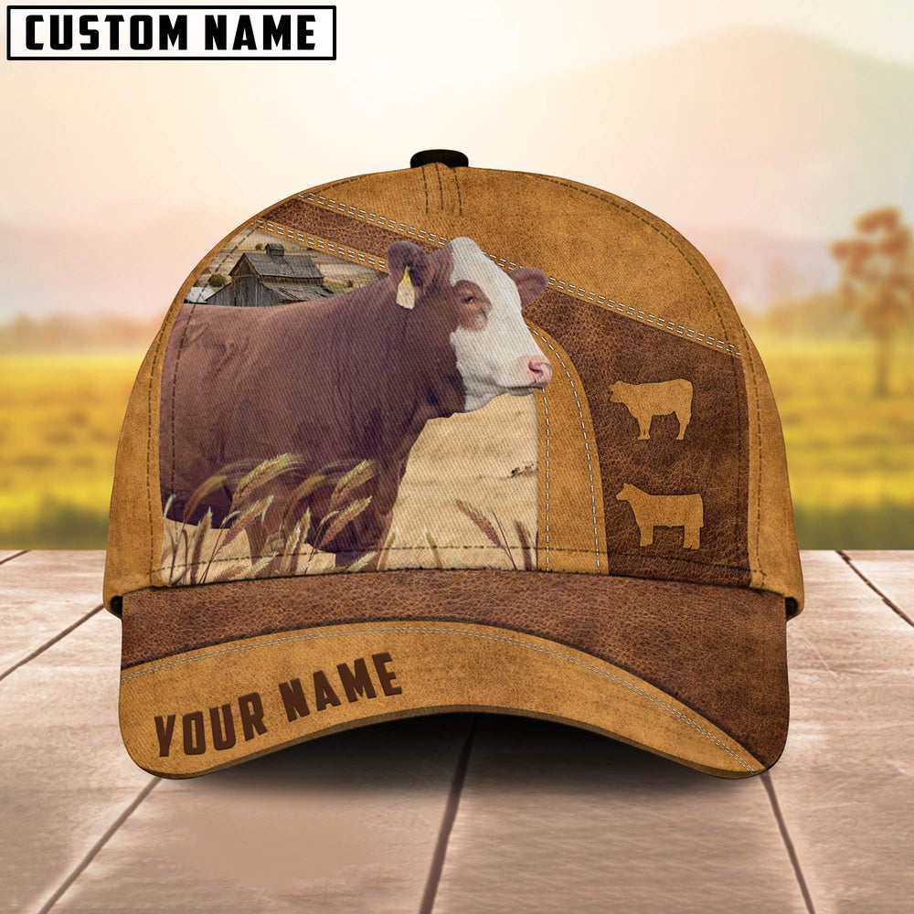 Simmental On The Farm Custom Name Retro Cap, Farmer Cap, Cap For Farmers, Best Farm Hat, Farm Use Hat