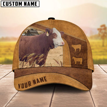 Simmental On The Farm Custom Name Retro Cap, Farmer Cap, Cap For Farmers, Best Farm Hat, Farm Use Hat
