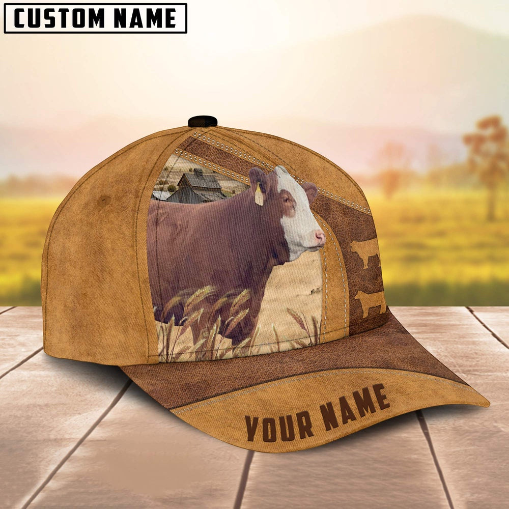 Simmental On The Farm Custom Name Retro Cap, Farmer Cap, Cap For Farmers, Best Farm Hat, Farm Use Hat